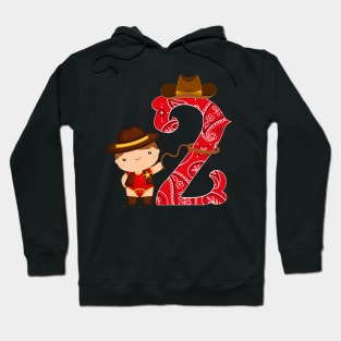 Kids 2nd Birthday Two Year Old Baby Cowboy Western Rodeo Party Hoodie